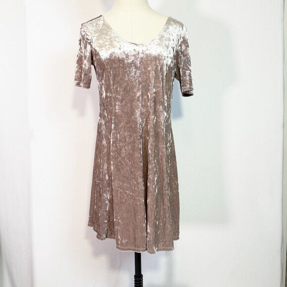 Adam Levine | Velvet Skater Dress | Pastel Pink Champagne | Sz S / M - Picture 1 of 8